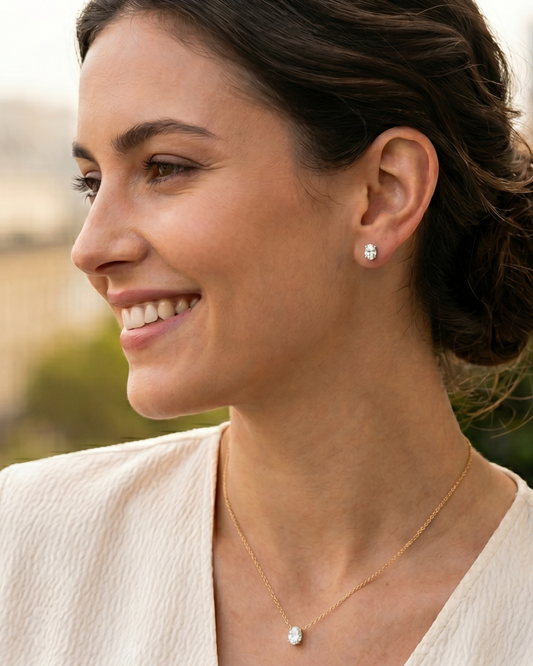 Taarika Oval Earrings in choice of Moissanite or Lab Diamond by Vai Ra