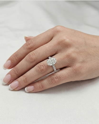 Kyra Solitaire Ring with Oval Center Stone by Vai Ra in lab diamond or moissanite