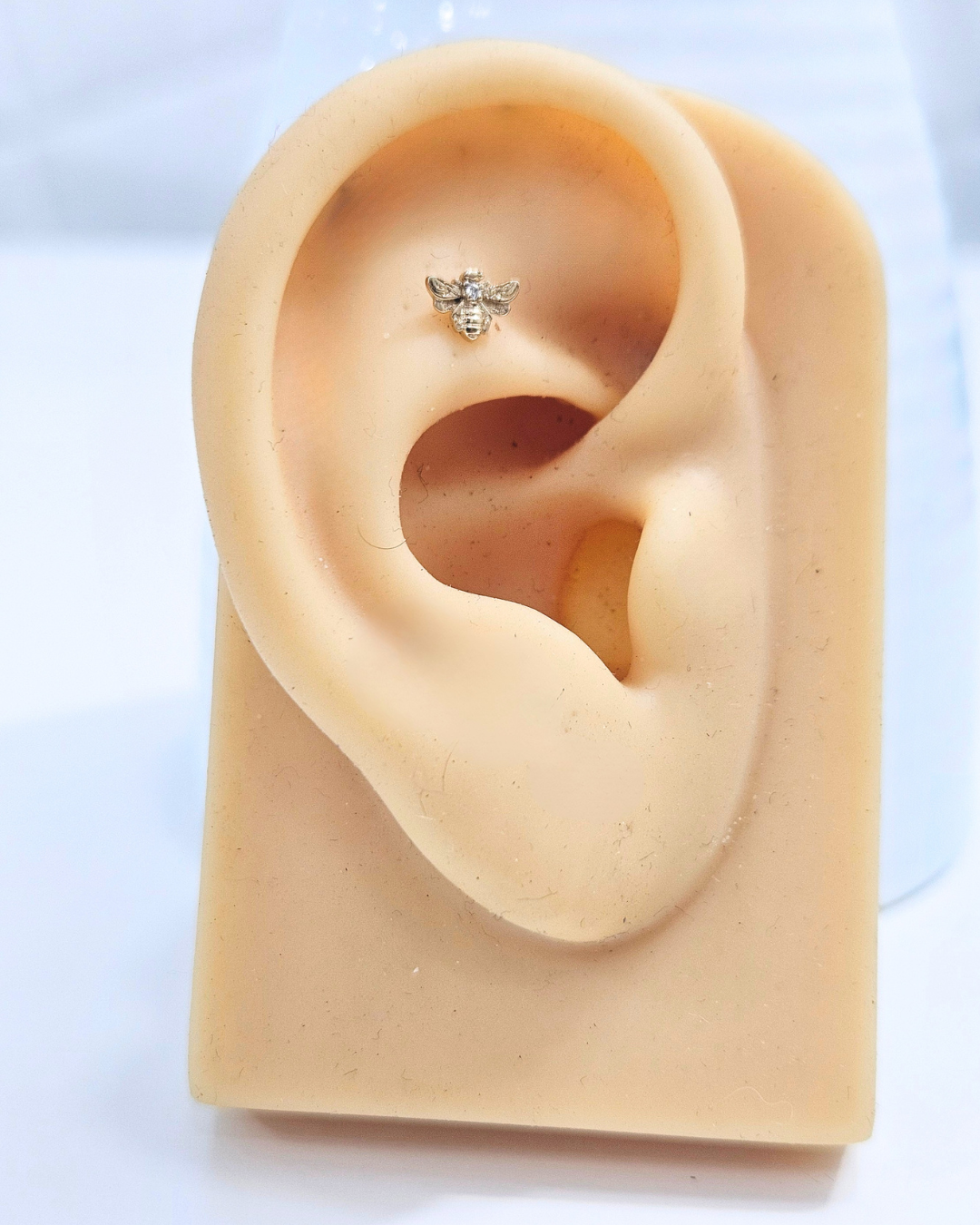 Honey Bee Gold Helix Piercing Earring by Vai Ra in Moissanite