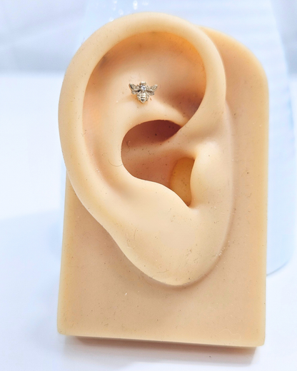 Honey Bee Gold Helix Piercing Earring by Vai Ra in Moissanite