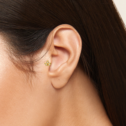 Three Petal Round Piercing Earrings