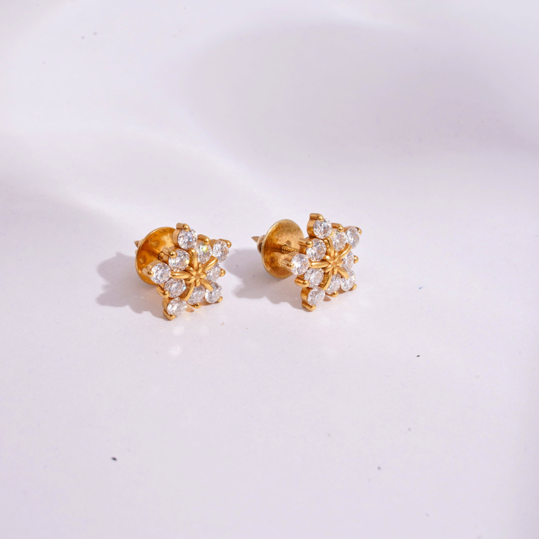 Snowflake Earrings in Moissanite and Lab Diamond by Vai Ra