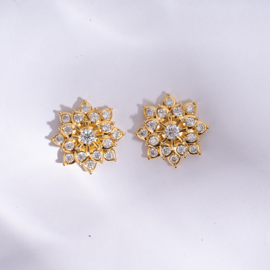 Sakura Floral Earrings in Moissanite and Lab Diamond by Vai Ra
