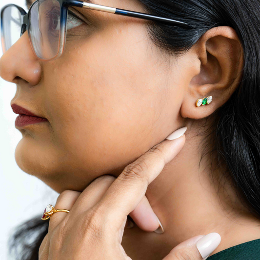 Three stone Emerald Marquise Earrings by Vai Ra