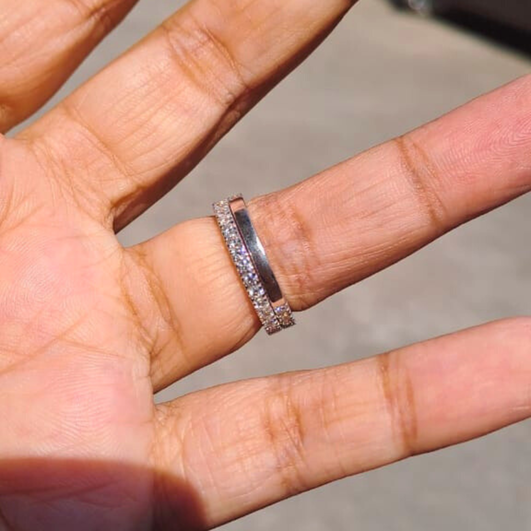 Syra Ring Set with Solitaire Ring and Eternity Band in Lab Diamond by Vai Ra