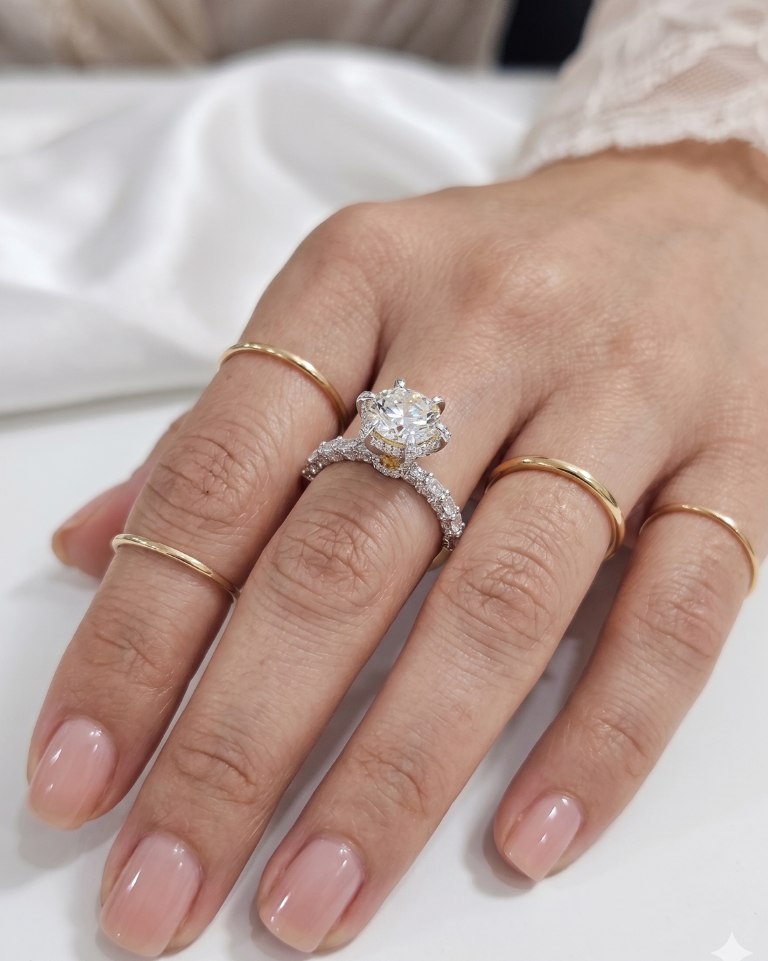Solene Statement Ring 5.63 CT in Moissanite & Lab Diamond by Vai Ra