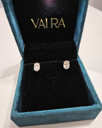 Taarika Oval Earrings in choice of Moissanite or Lab Diamond by Vai Ra
