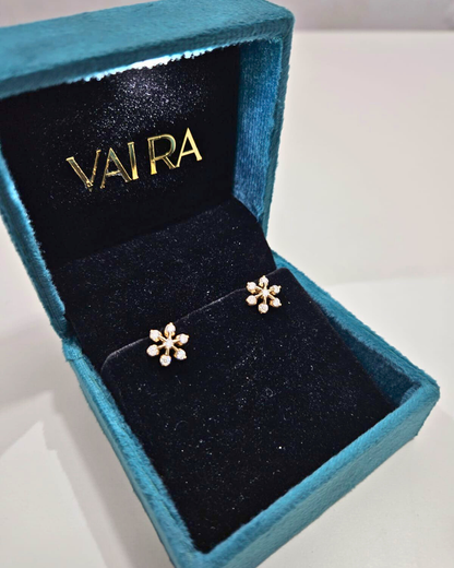 Aloka Floral Studs in Moissanite and Lab Diamond by Vai Ra