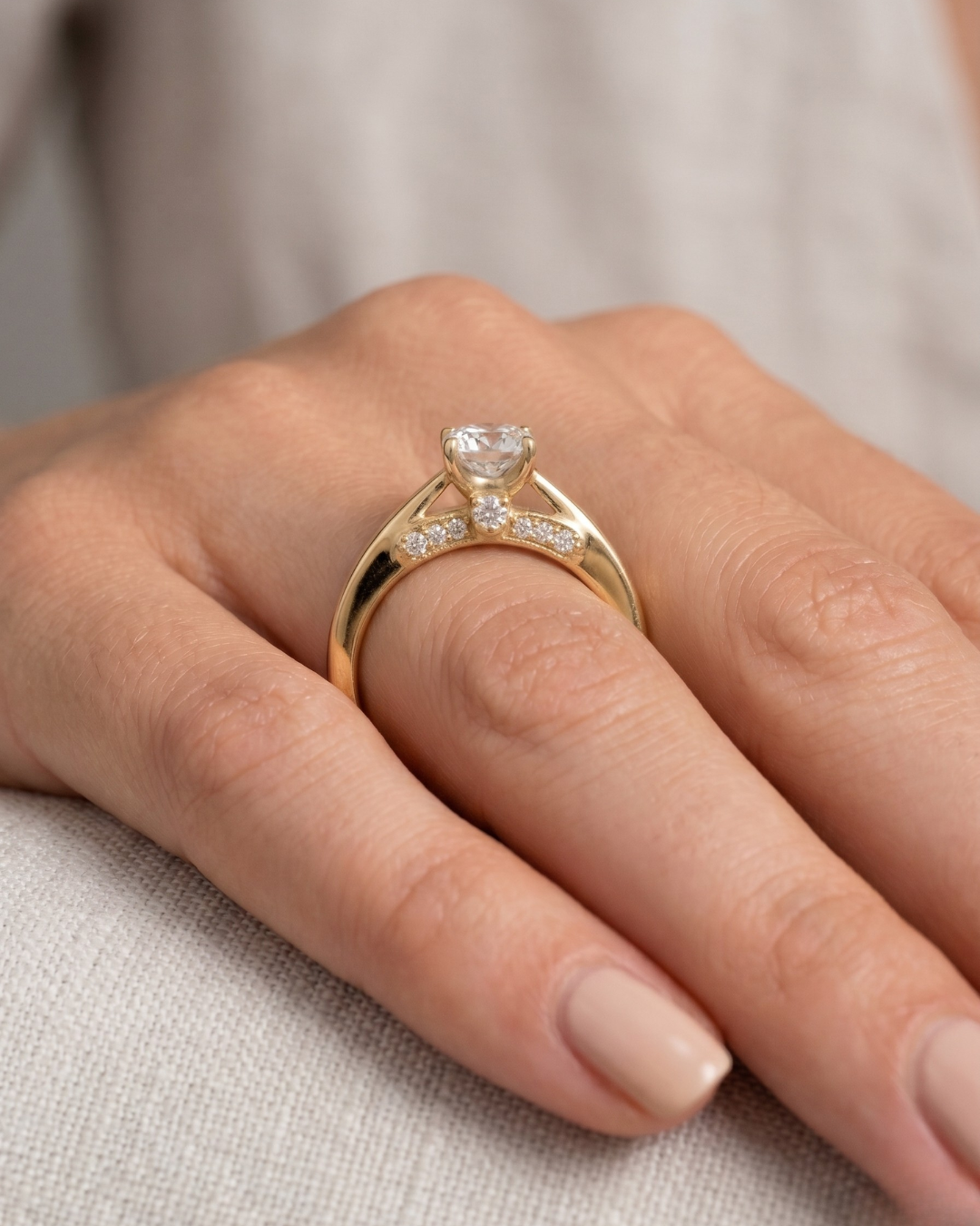 Minimalist Solitaire Ring in Lab Diamond and Moissanite by Vai Ra