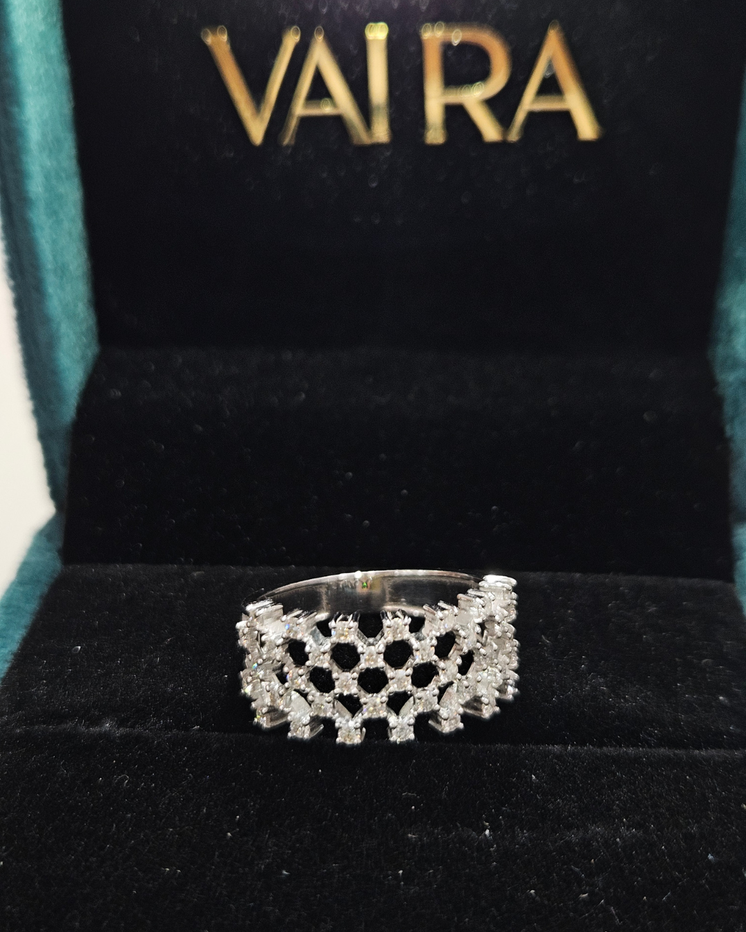 Neta Mesh Knit Ring 0.82 CT in Lab Diamond and Moissanite