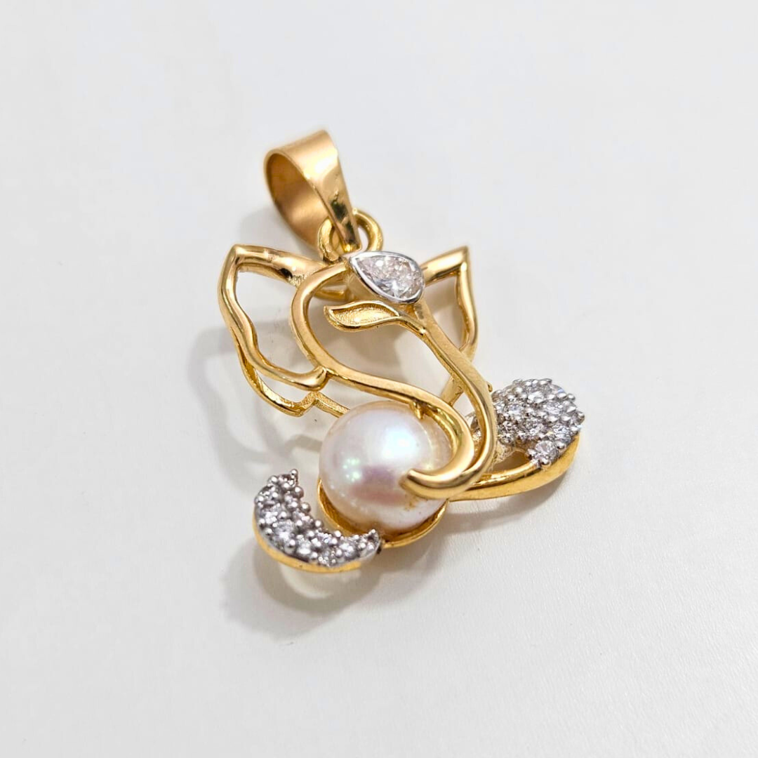 Ganesha Pendant in Pearl and Diamond by Vai Ra