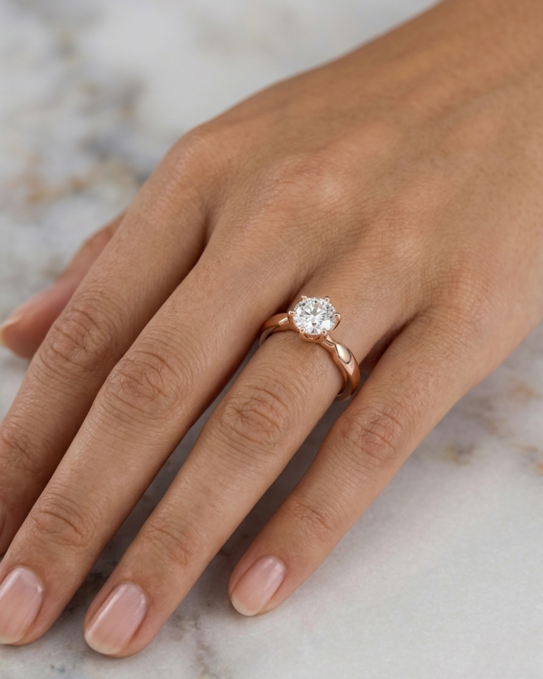 Safira Solitaire Ring 6 Prong in Gold with Lab diamond/Moissanite diamond