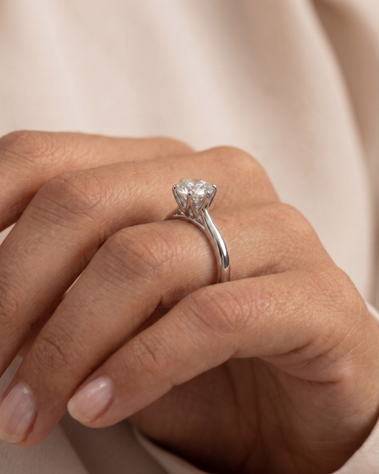 Selma Solitaire Ring in Lab Diamond or Moissanite by Vai Ra