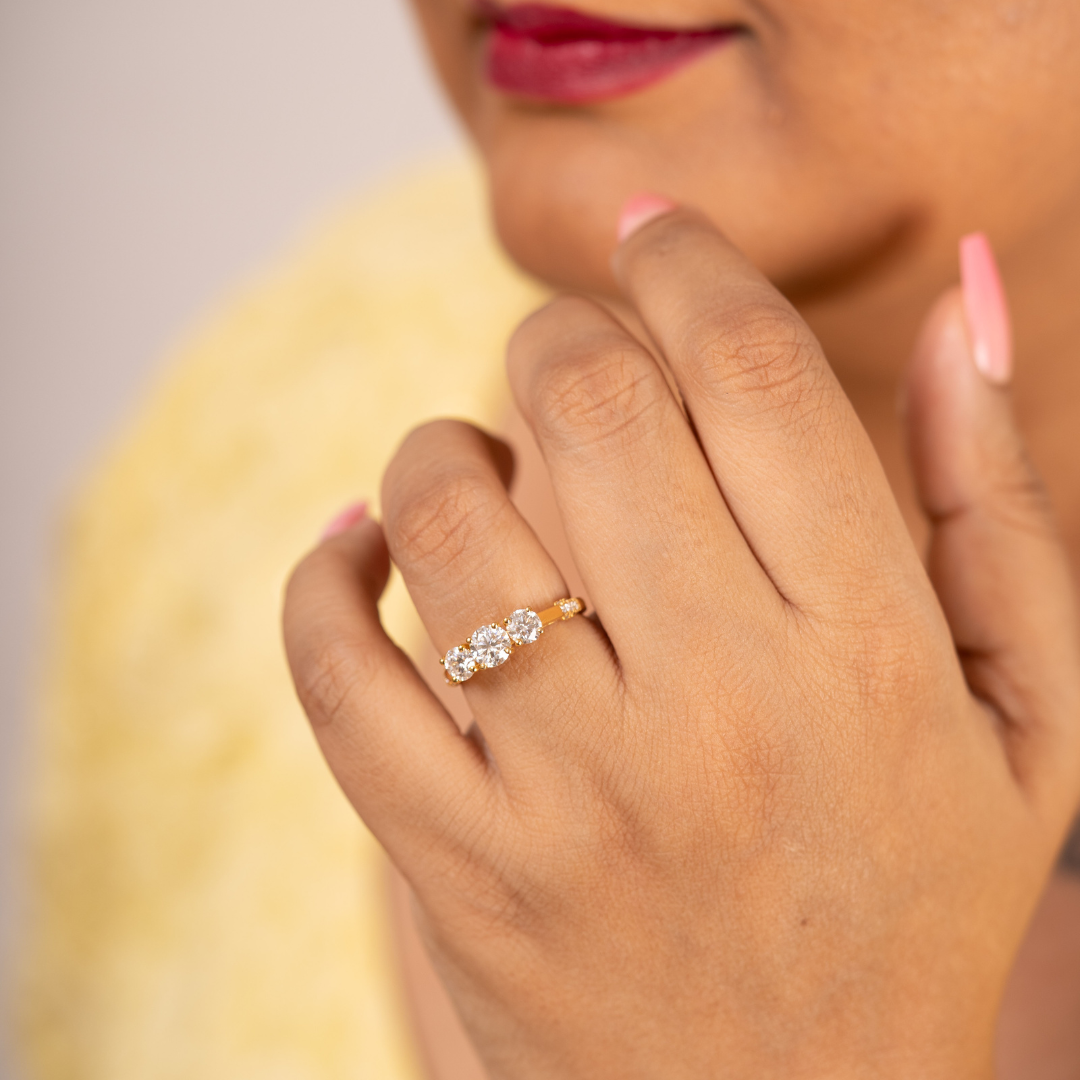 Zira Three Stone Ring in Moissanite by Vai Ra