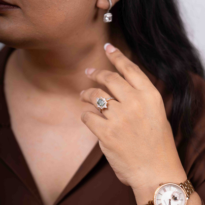 Teak Green Mystery (3.93CT) in Moissanite and Lab Diamond by Vai Ra