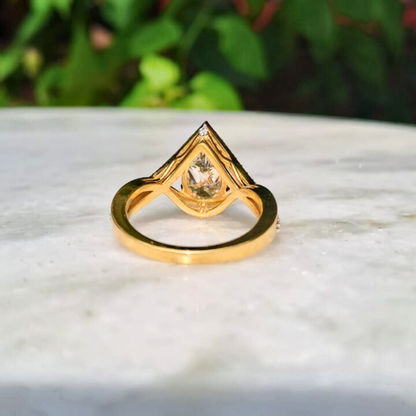 Pear Art Deco Diamond and Moissanite Ring by Vai Ra