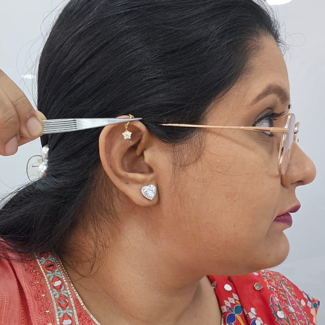 Snowflake Diamond and Moissanite Bugadi - Helix Piercing Earring by Vai Ra