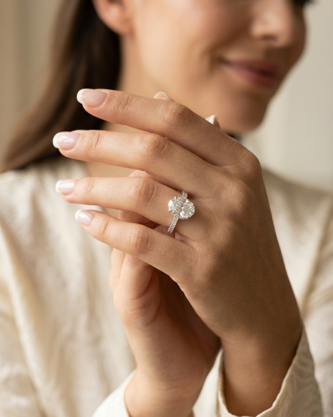 Kyra Solitaire Ring with Oval Center Stone by Vai Ra in lab diamond or moissanite
