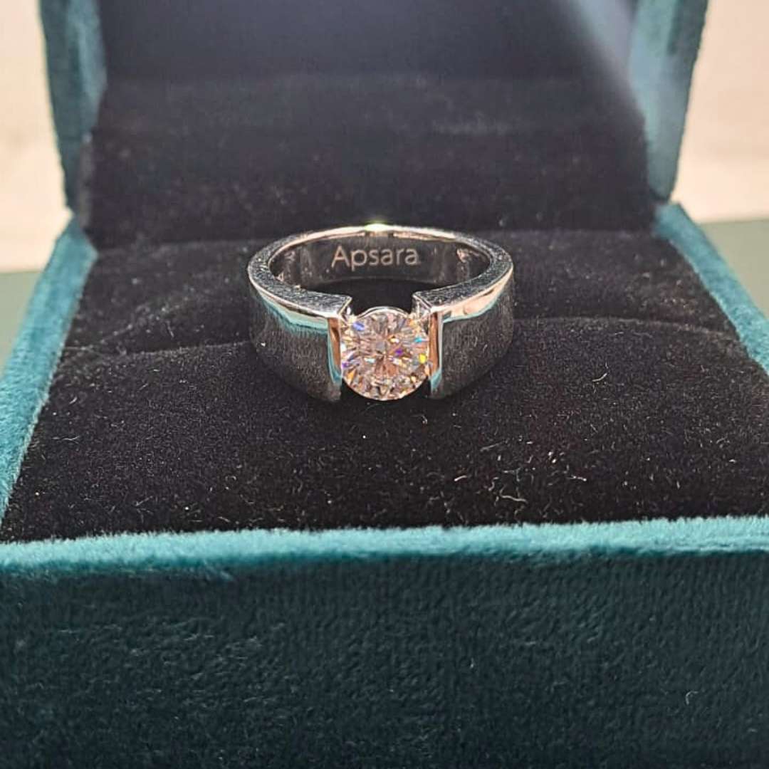 Ajax Men's Solitaire ring 1.5 CT in Moissanite and Gold