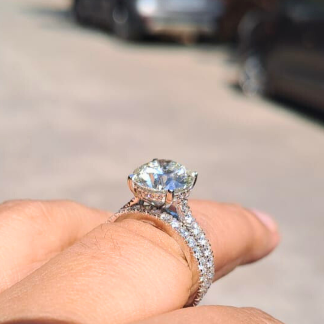 Syra Ring Set with Solitaire Ring and Eternity Band in Lab Diamond by Vai Ra