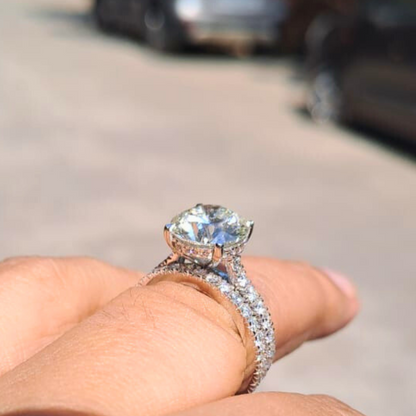 Syra Ring Set with Solitaire Ring and Eternity Band in Lab Diamond by Vai Ra