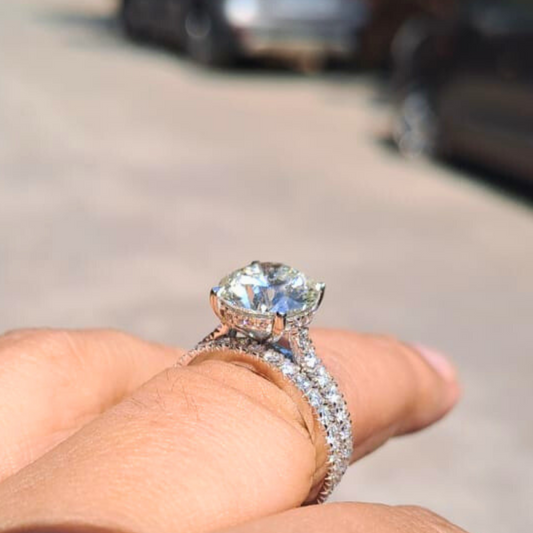 Syra Ring Set with Solitaire Ring and Eternity Band in Lab Diamond by Vai Ra