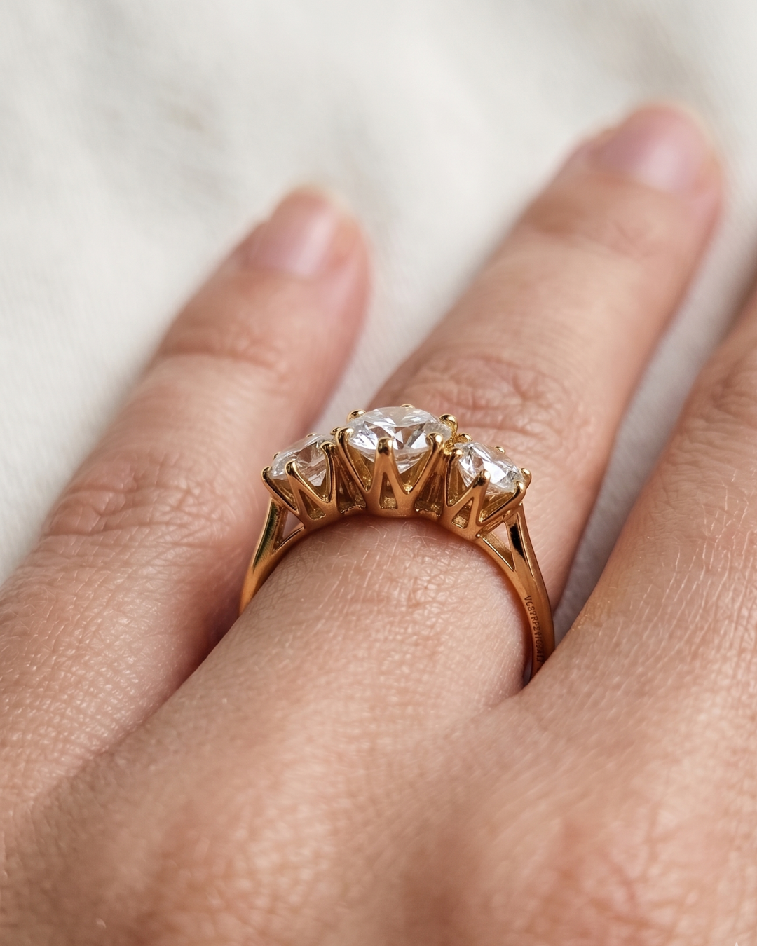 Bhuva Three stone Ring in Moissanite and Lab grown Diamond by Vai Ra