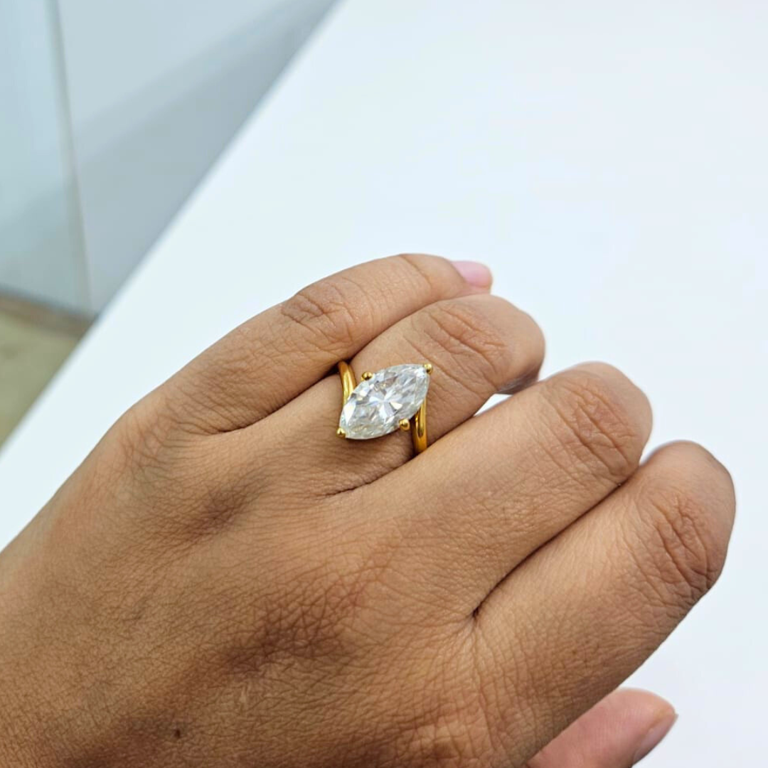 Altira Marquise Solitaire Ring in Moissanite by Vai Ra