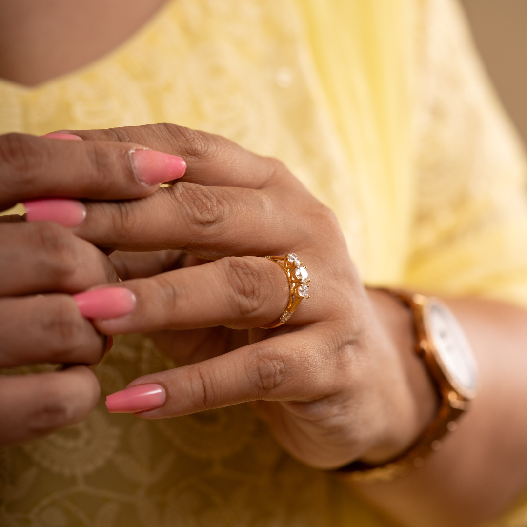 Zira Three Stone Ring in Moissanite by Vai Ra