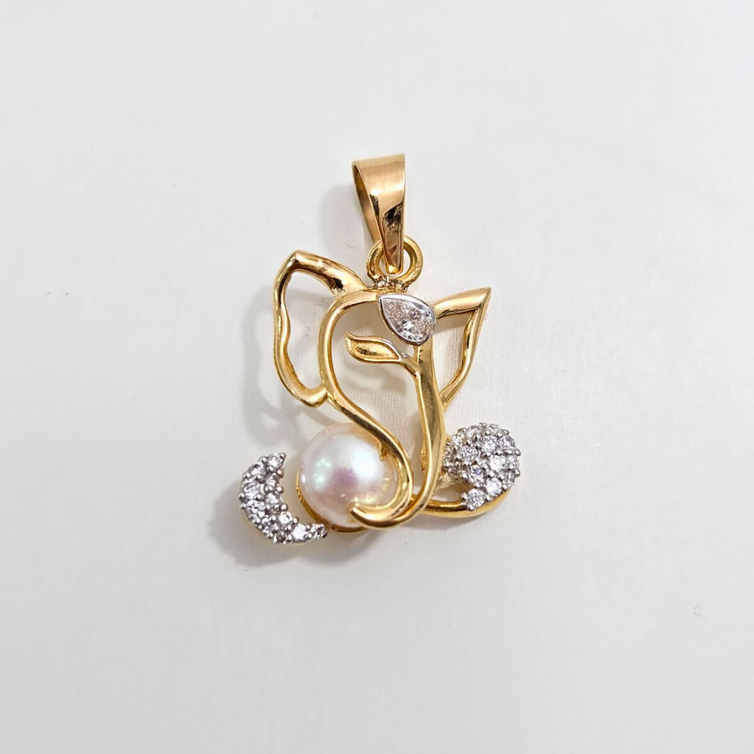 Ganesha Pendant in Pearl and Diamond by Vai Ra