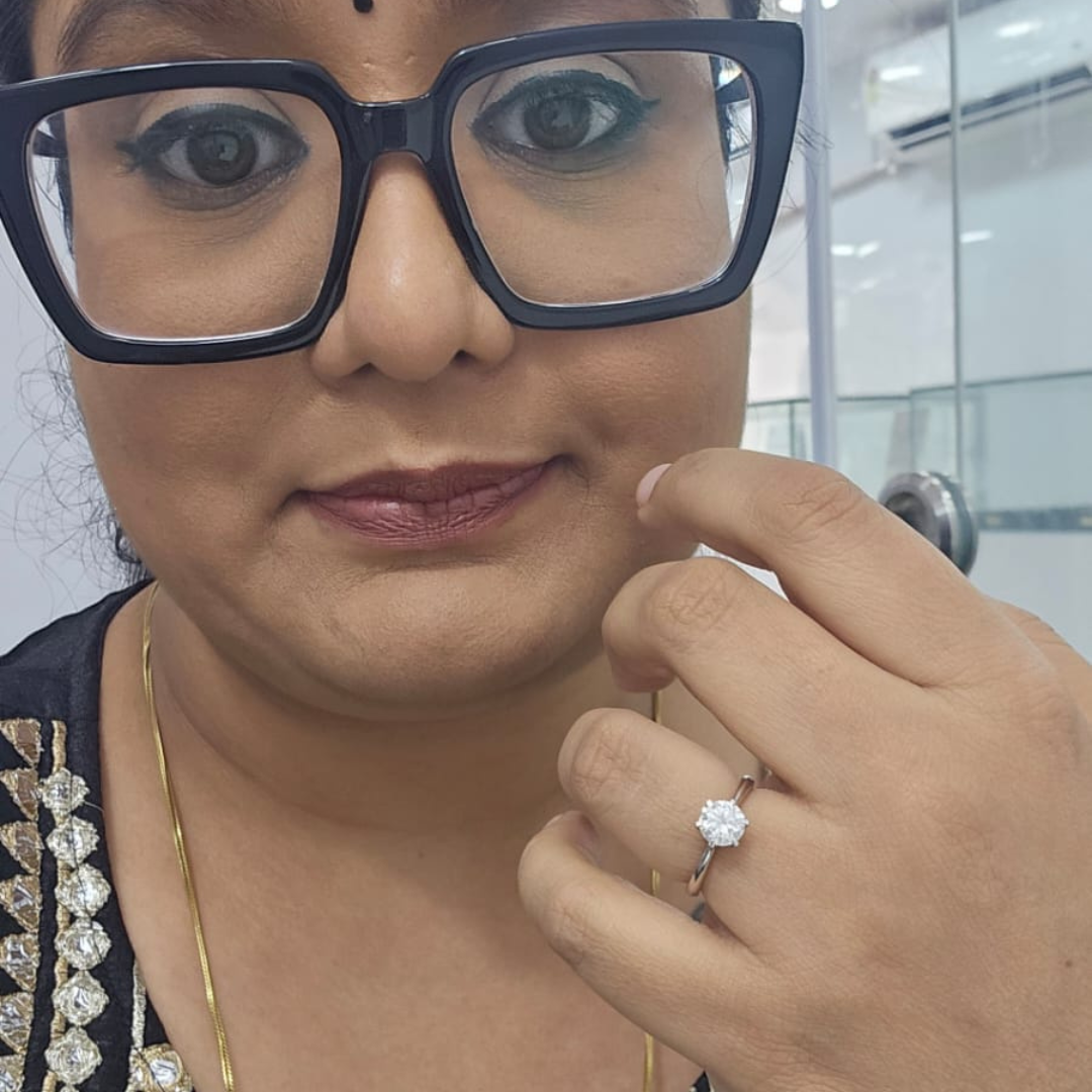 Selma Solitaire Ring in Moissanite and Lab Diamond by Vai Ra