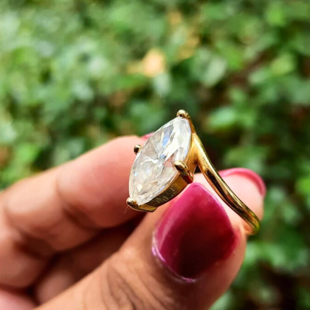 Altira Marquise Solitaire Ring in Moissanite by Vai Ra