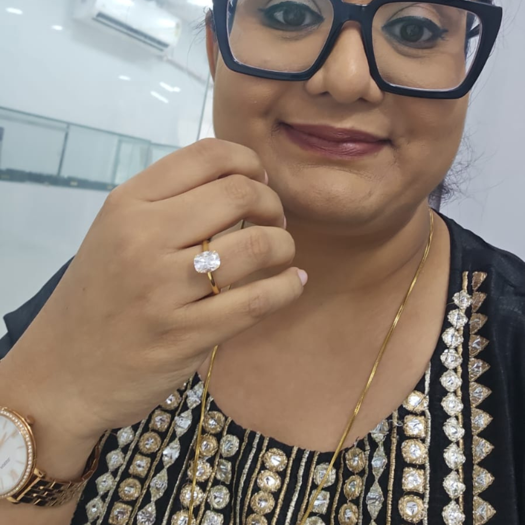 Chelsea Elongated Cushion Ring in Moissanite by Vai Ra