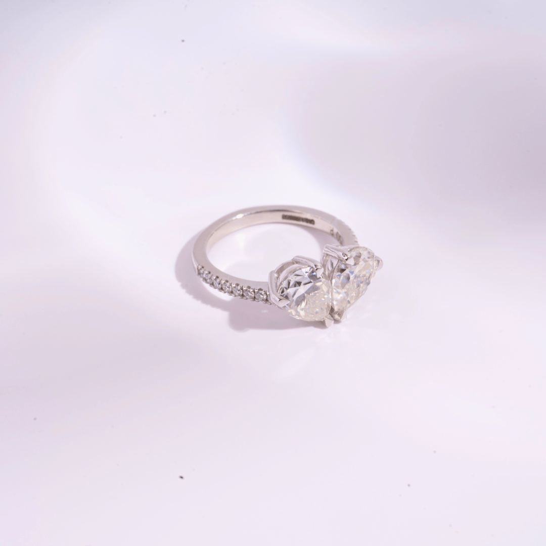 Kardia Toi Et Moi Ring in Moissnite and Lab Diamond by Vai Ra