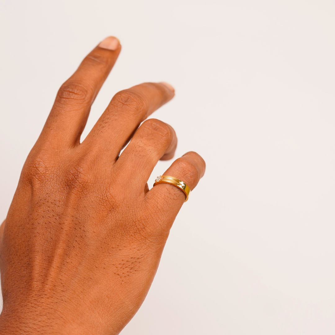 Sharva Men's Engagement Band in Moissanite and Diamond by Vai Ra