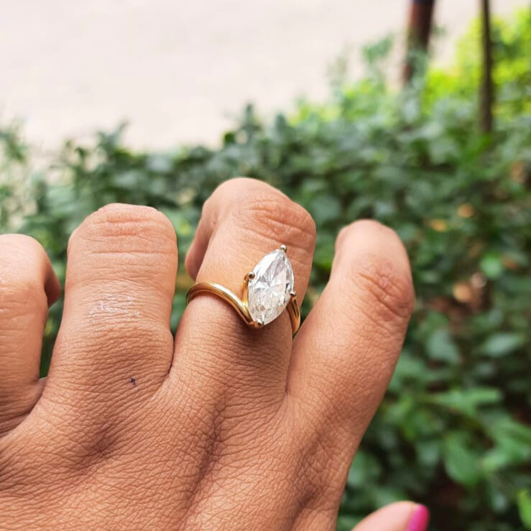 Altira Marquise Solitaire Ring in Moissanite by Vai Ra