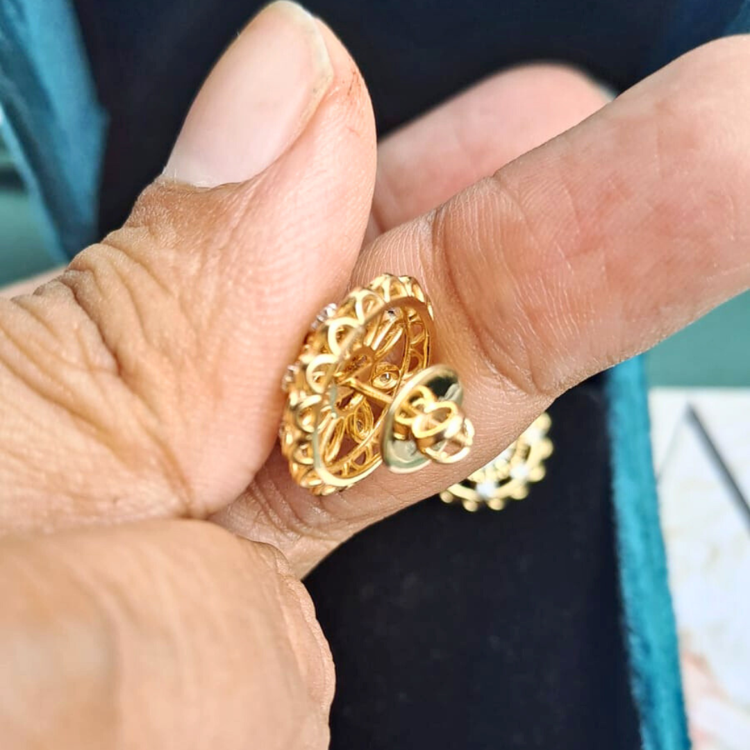 Kumuda Floral Earrings in Moissanite and Lab Diamond by Vai Ra