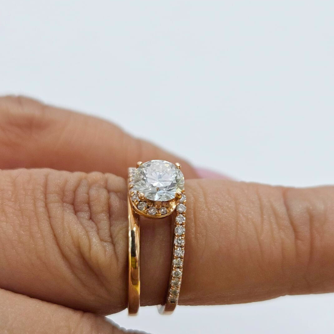 Linea Parallel Band in Moissanite and Diamond by Vai Ra