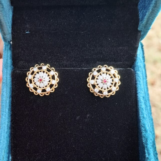 Kumuda Floral Earrings in Moissanite and Lab Diamond by Vai Ra