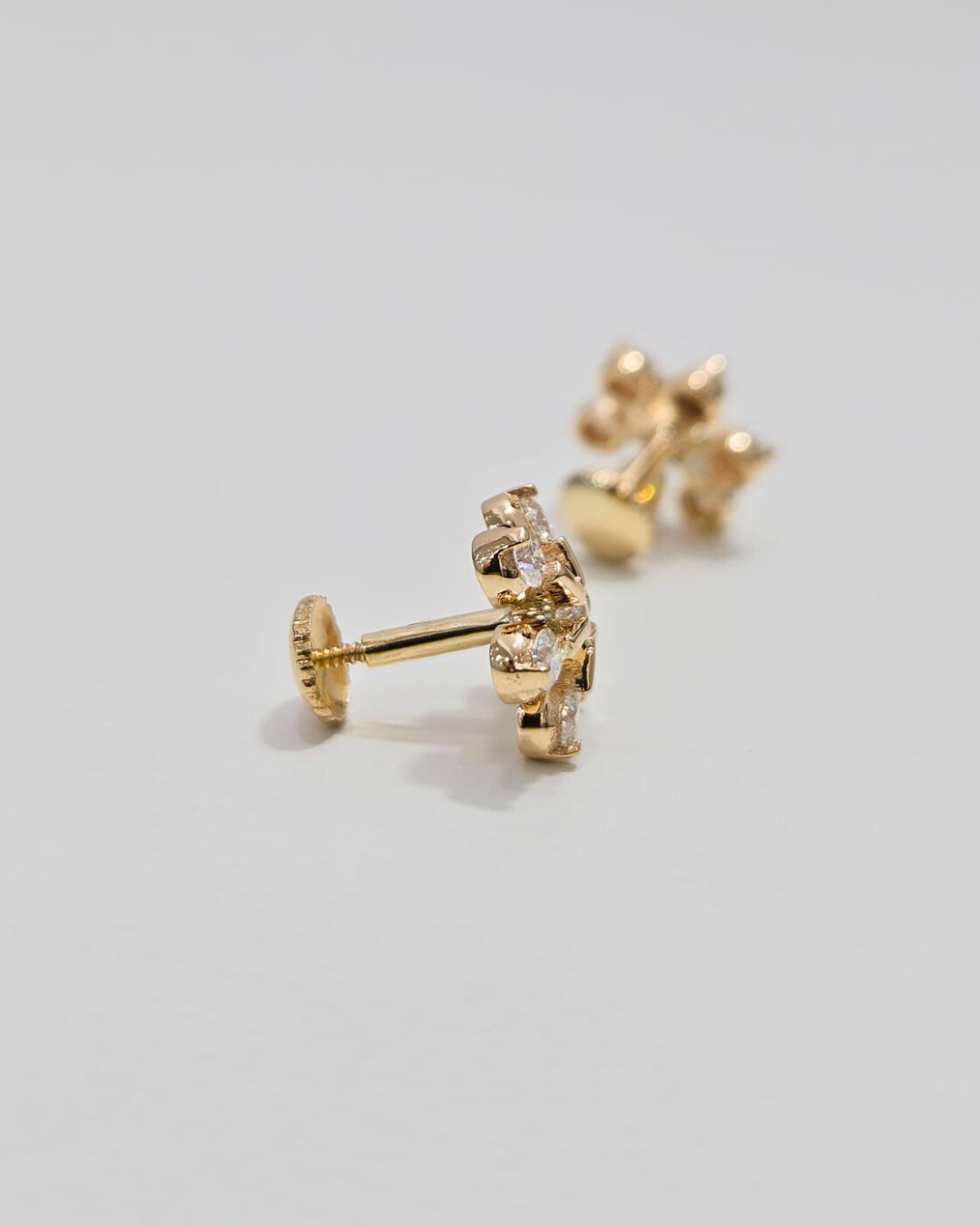 Aloka Floral Studs in Moissanite and Lab Diamond by Vai Ra