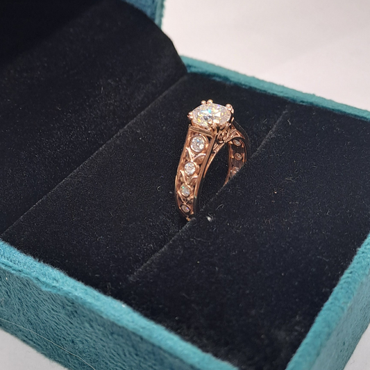Charuta Round Ring 1.19 CT Solitaire in Lab Diamond and Moissanite