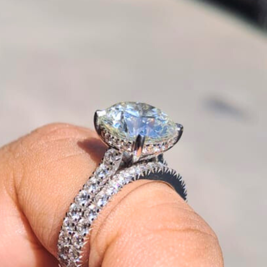 Syra Ring Set with Solitaire Ring and Eternity Band in Lab Diamond by Vai Ra