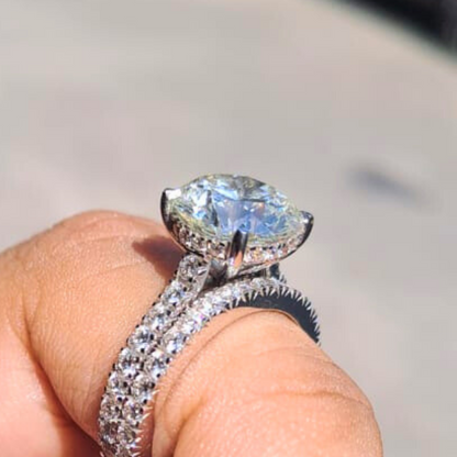 Syra Ring Set with Solitaire Ring and Eternity Band in Lab Diamond by Vai Ra