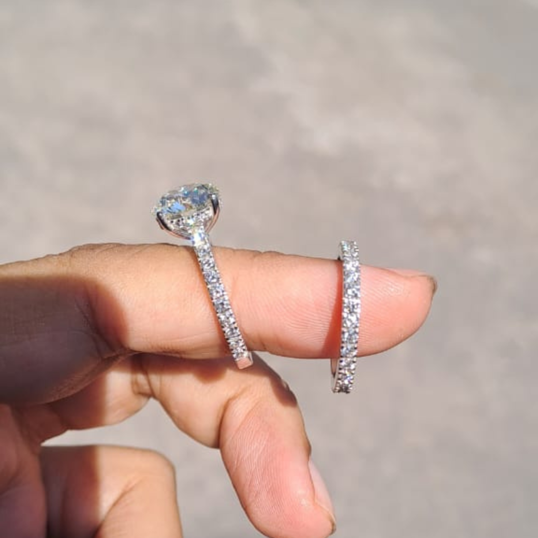 Syra Ring Set with Solitaire Ring and Eternity Band in Lab Diamond by Vai Ra