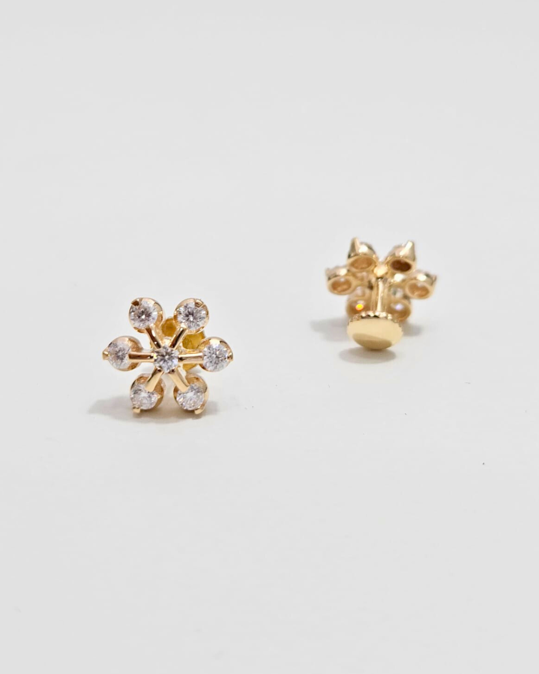 Aloka Floral Studs in Moissanite and Lab Diamond by Vai Ra