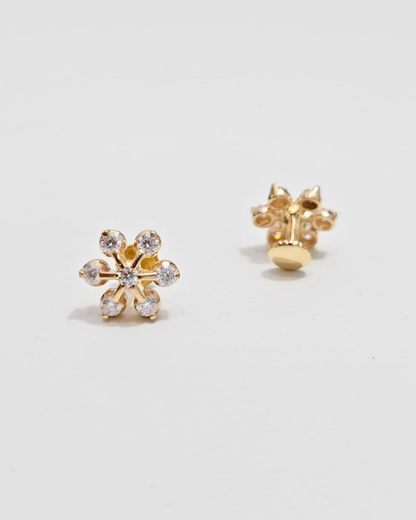 Aloka Floral Studs in Moissanite and Lab Diamond by Vai Ra