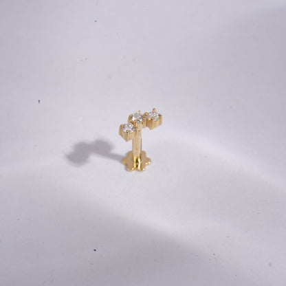 Three Round Prong Piercing Earrings