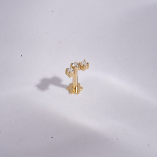 Three Round Prong Piercing Earrings