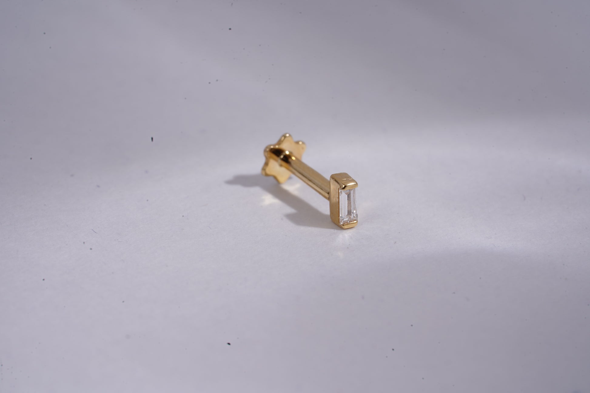 Baguette Bar Piercing by Vai Ra in Moissanite and Diamond 