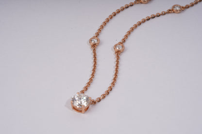 Solitaire 2.14 CT Station Pendant in 14KT Rose Gold